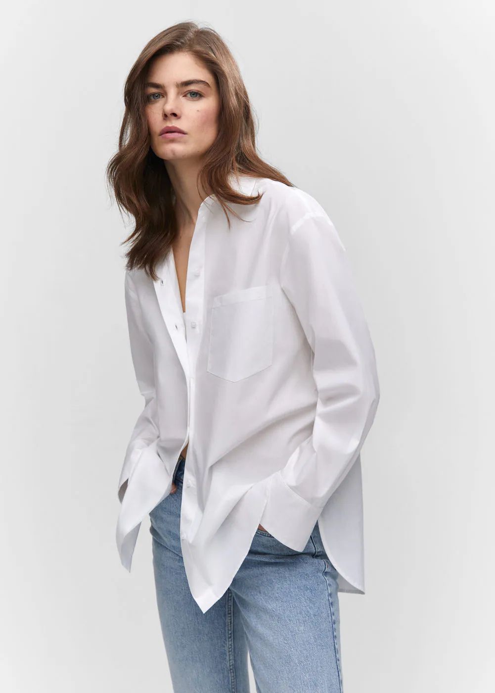 Pocket oversize shirt -  Women | Mango USA | MANGO (US)