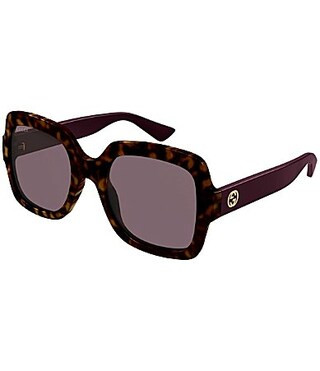 Gucci Women's GG Logo 54mm Havana Square Sunglasses - Shiny Dark Havana | Dillard's