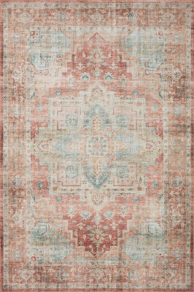 Loloi Heidi Collection HEI-01 Terracotta/Aqua 5'-0" x 7'-6" Area Rug | Amazon (US)