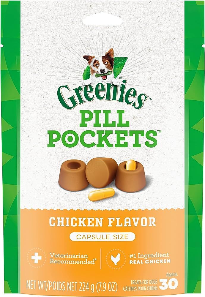 GREENIES PILL POCKETS for Dogs Capsule Size Natural Soft Dog Treats, Chicken Flavor, 7.9 oz. Pack... | Amazon (US)