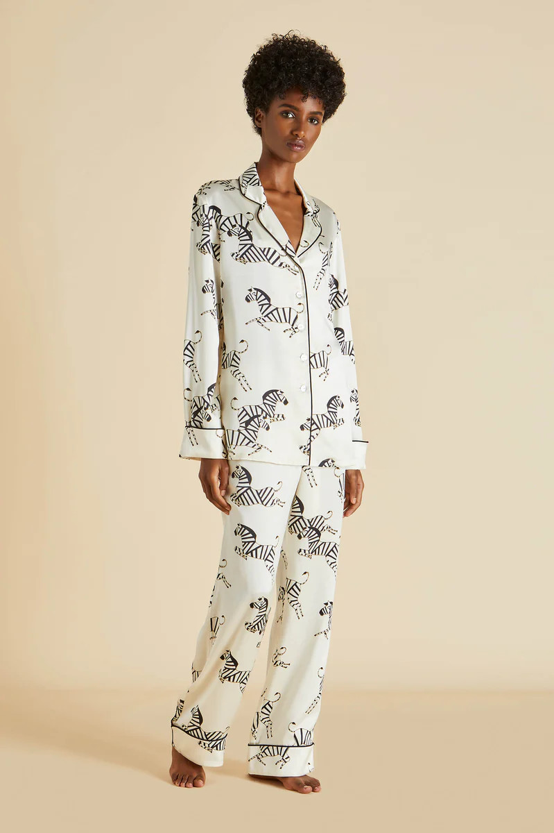 Lila Zebedee Silk Satin Pajama Set | Olivia von Halle Ltd