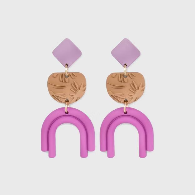 Embossed Floral and Double Arc Drop Earrings - Universal Thread™ | Target