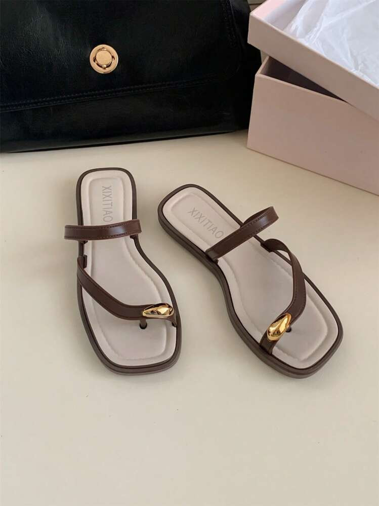 XIXITIAO XIXITIAO Women's Outdoor Soft-Sole Flip Flops, Beach Sandals, Anti-Slip, Versatile Solid... | SHEIN