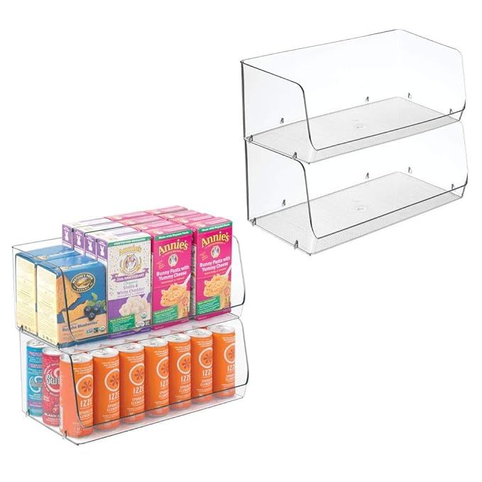 mDesign Extra Large Household Stackable Plastic Food Storage Organizer Bin Basket with Wide Open ... | Amazon (US)