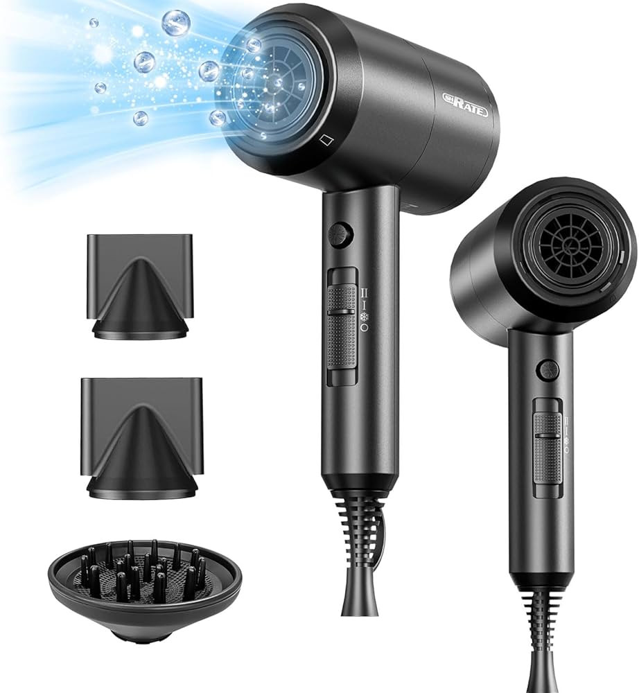 SHRATE Lightweight Ionic Hair Dryer with Diffuser - Powerful 1800W Blow Dryer for Fast Drying - P... | Amazon (US)