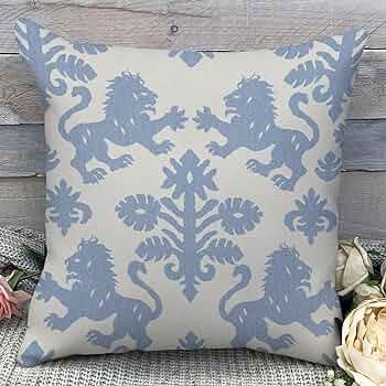 Chinoiserie Chic Asian Cushion Cover Chinoiserie Blue Regalia Lion Throw Pillow Ancient Chinese A... | Amazon (US)