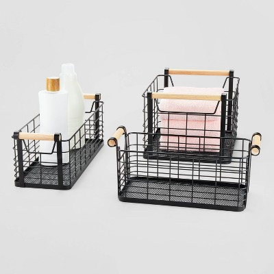 Wire Natural Wood Handles Milk Crate - Brightroom™ | Target
