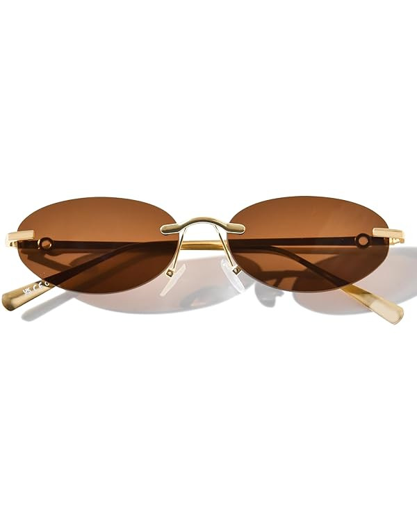 Retro Oval Sunglasses for Women, Chic 90s Narrow Shades Trendy UV Protection Sun Glasses, OP2510 | Amazon (US)
