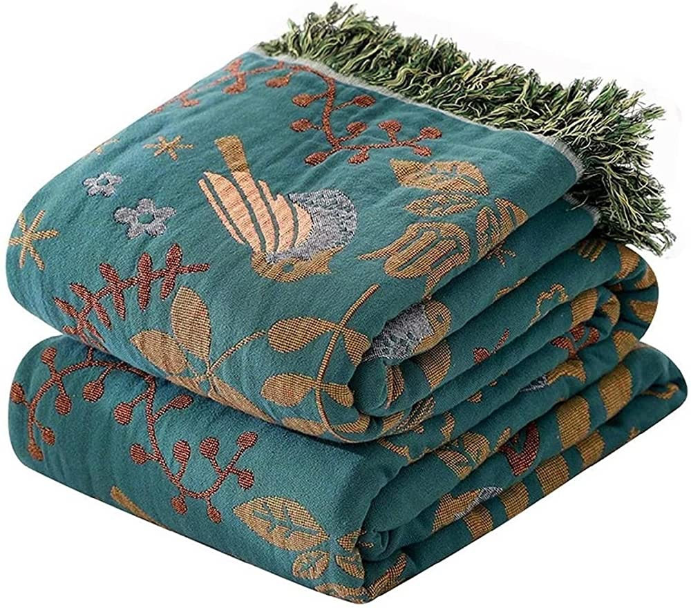 MSGKV Boho Throw Blankets 100% Cotton Throw Blankets for Couch Bed 60''Wx 80''L Double Sided Knit... | Amazon (US)