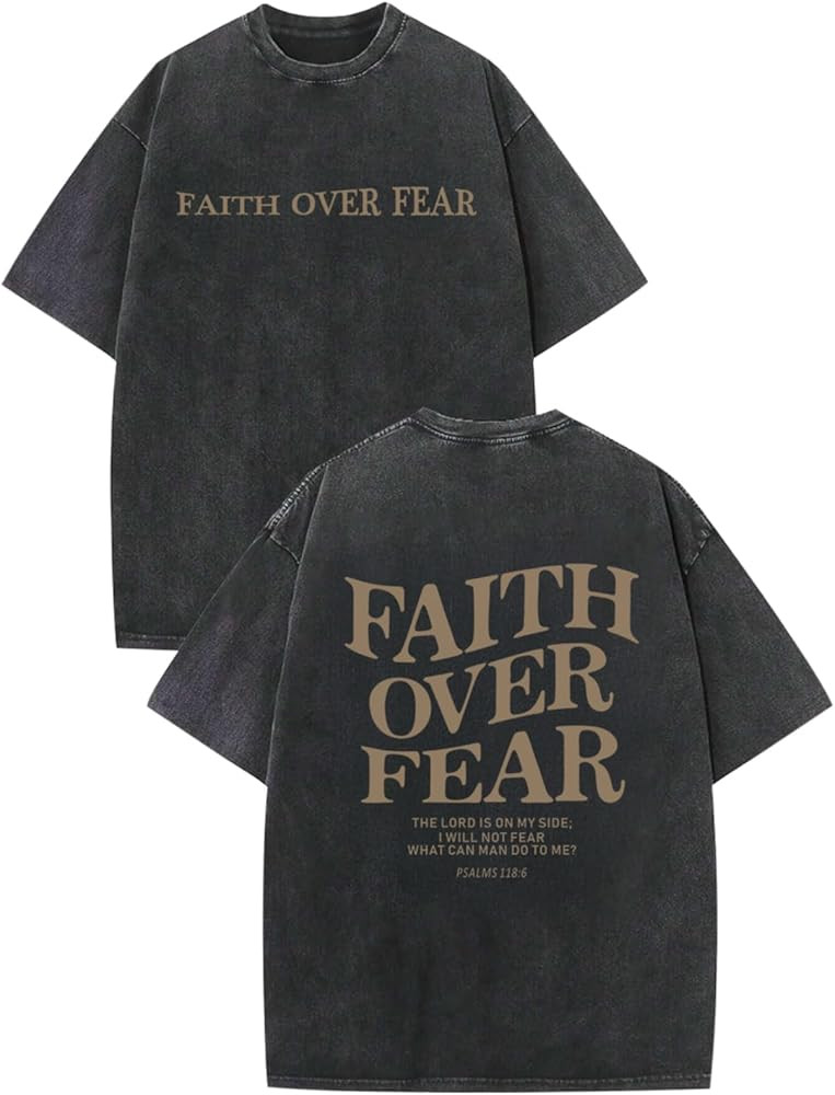 KEEVICI Boys Faith Over Fear Shirt Christian Jesus T Shirts for Kids Bible Verse Religious Graphi... | Amazon (US)