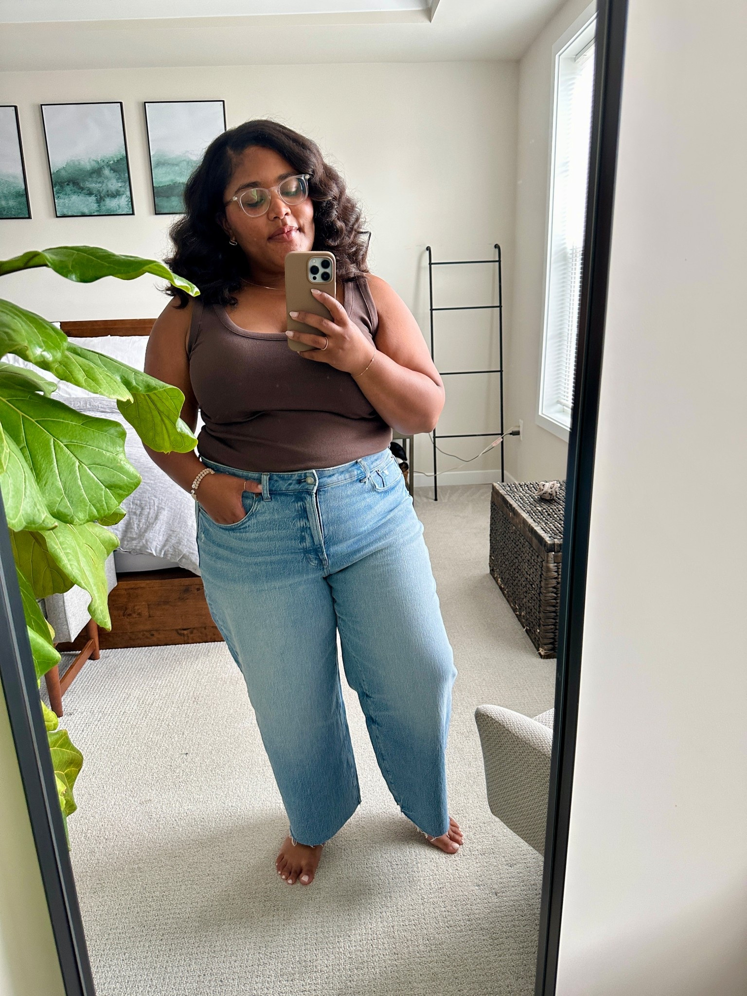 Outfit of the day! 💛 comfy jeans (sized up from my normal size for a baggier more relaxed fit) and an easy tank. Linking my skincare, too! ✨

#LTKFallSale #LTKPlusSize #LTKPetite