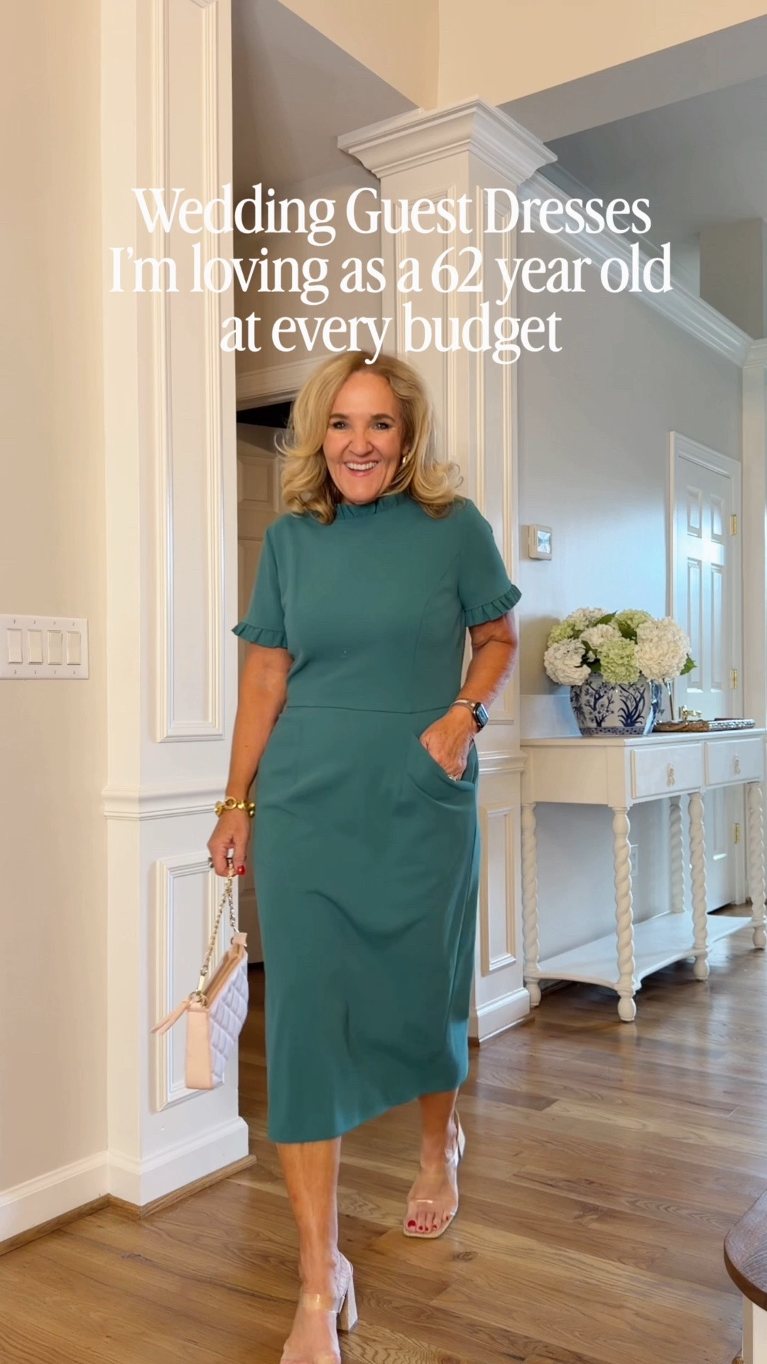 Dresses for almost every wedding attire sizing notes below some are on sale too! 
Green dress size 10 I sized up
Blue floral small I sized down 
Pink midi size med (tap on navy dress)
Blue pleated medium 
Black floral medium/8
Pink knit caftan medium 

Always carry an elevated bag. I’ll link those too.

#LTKOver40 #LTKSaleAlert #LTKWedding