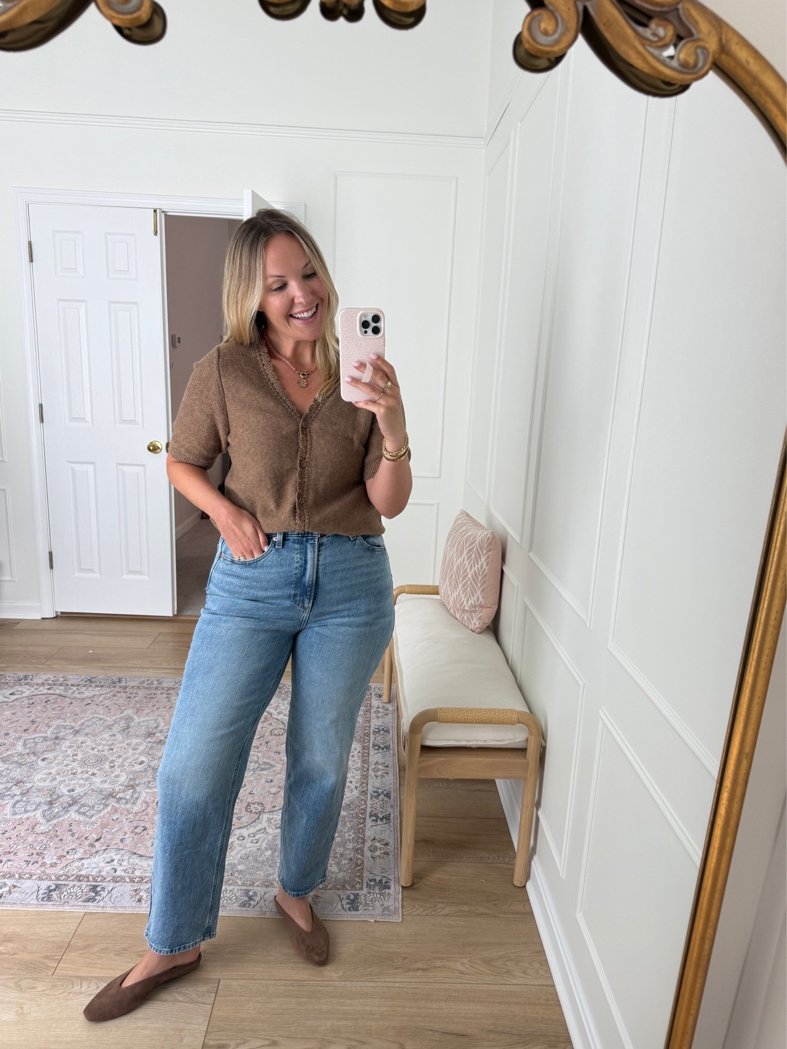 The most flattering jeans for fall! Love this whole outfit! Med top and size 10 jeans

#LTKSeasonal #LTKMidsize