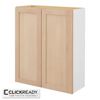 30 in. W x 12 in. D x 36 in. H Ready to Assemble Wall Kitchen Cabinet in Unfinished with CLICKREA... | The Home Depot