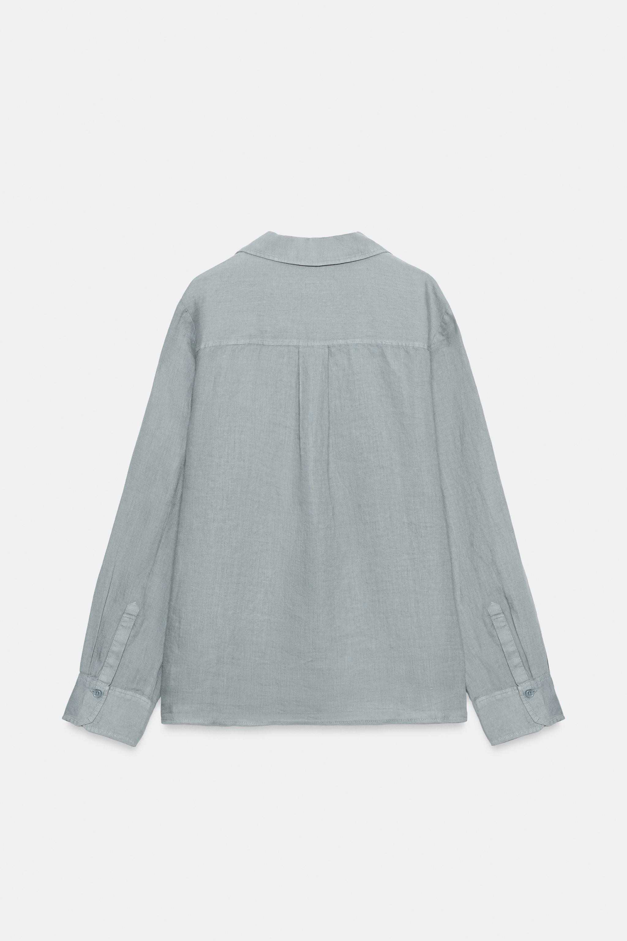 100% LINEN SHIRT WITH POCKET ZW COLLECTION | Zara UK