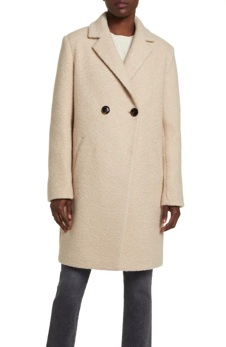 Double Breasted Water Repellent Bouclé Tweed Coat | Nordstrom