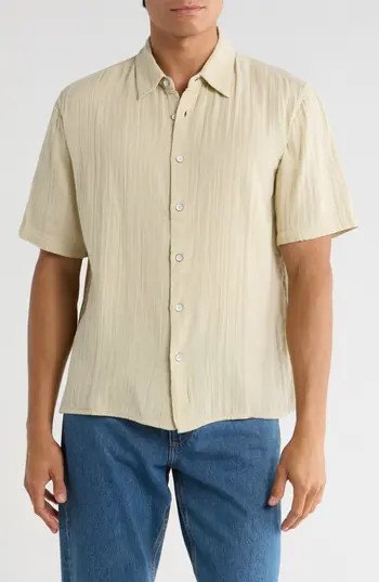 rag & bone Danny Cotton Gauze Button-Up Shirt in Pelican at Nordstrom Rack, Size Medium | Nordstrom Rack