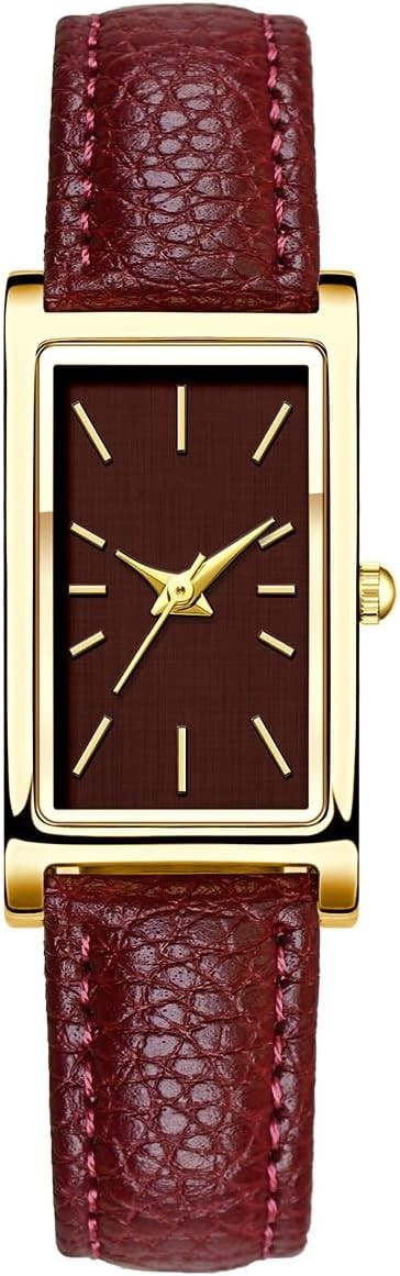 Rectangle Watch for Women, Quartz Watch with Leather Strap | Amazon (US)