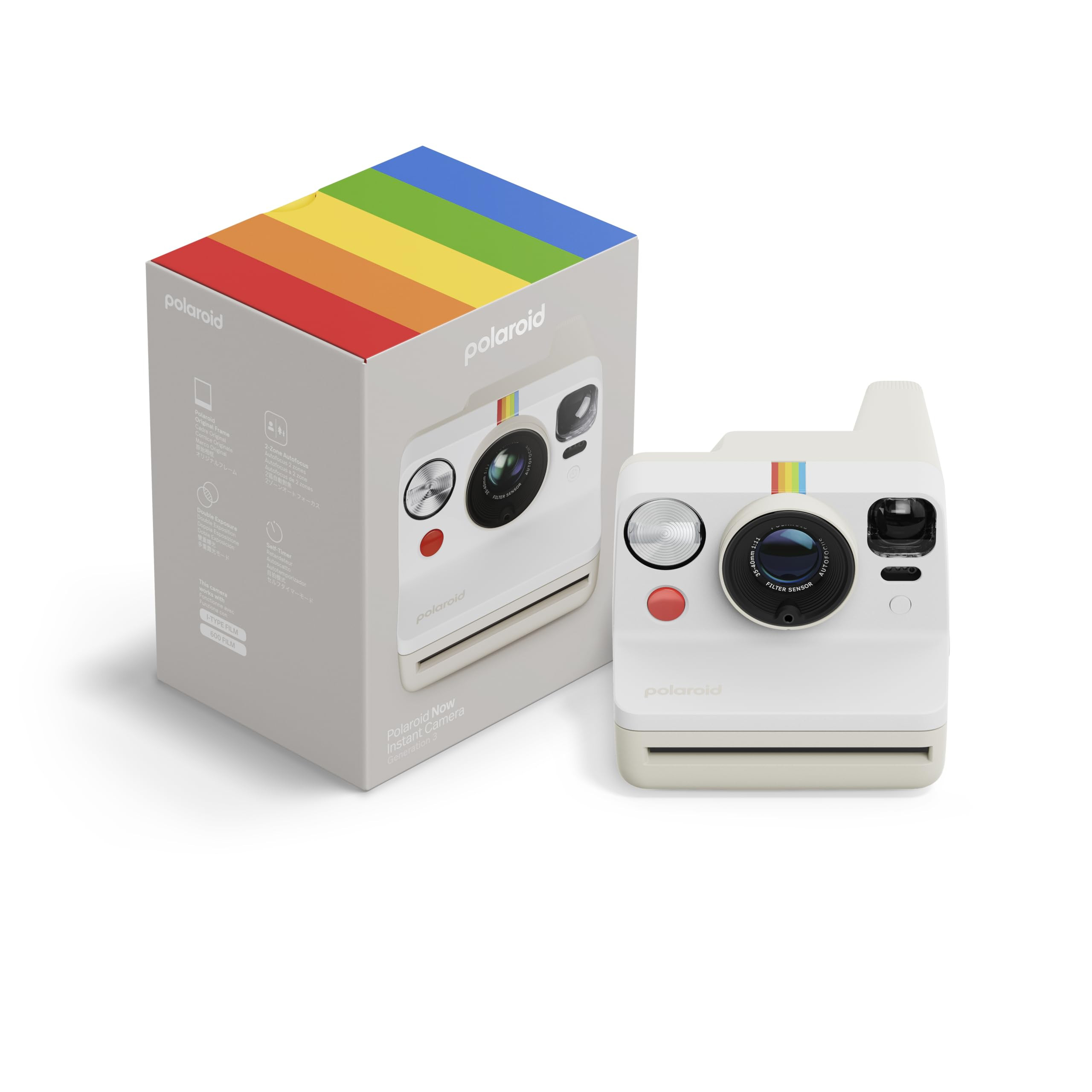 Polaroid Now 3rd Generation I-Type Instant Film Camera - Pebble White - Camera Only No Film (9155... | Amazon (US)