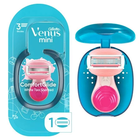 Gillette Venus Mini on The Go Women's Razor Handle with 1 ComfortGlide White Tea Scent Blade Refill + 1 Travel Case | Walmart (US)