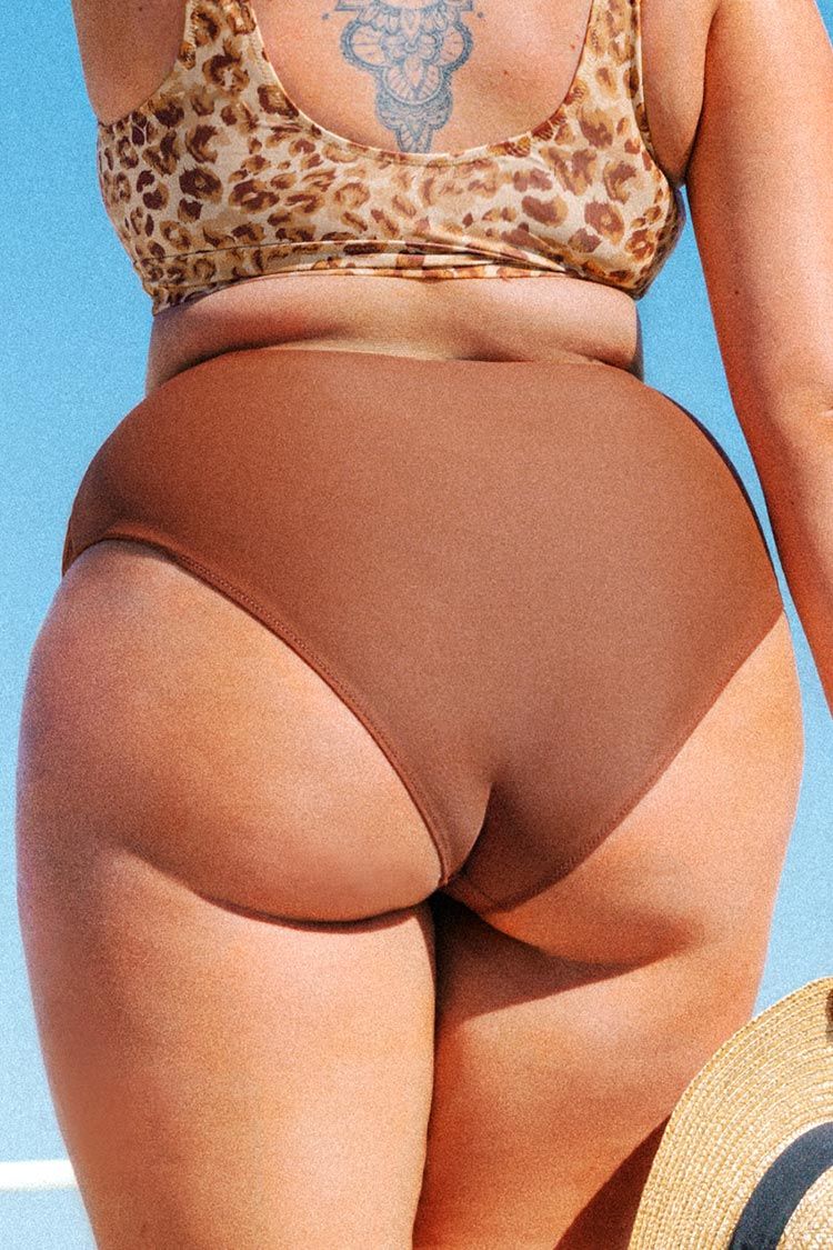 Josie Brown Ruched High Waisted Plus Size Bikini Bottom | Cupshe