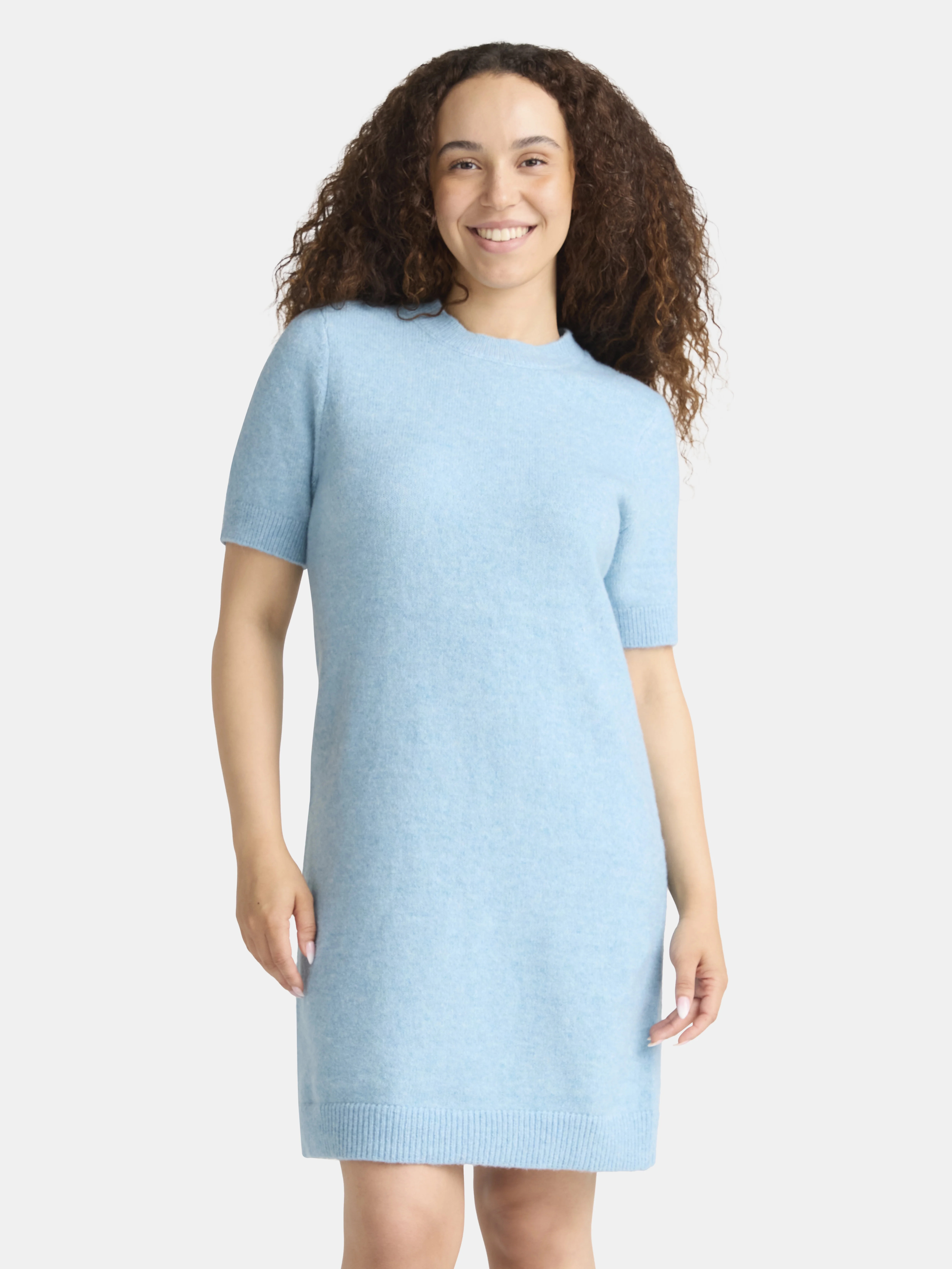 Time and Tru Women's Sweater Dress with Short Sleeves, Sizes XS-XXXL | Walmart (US)