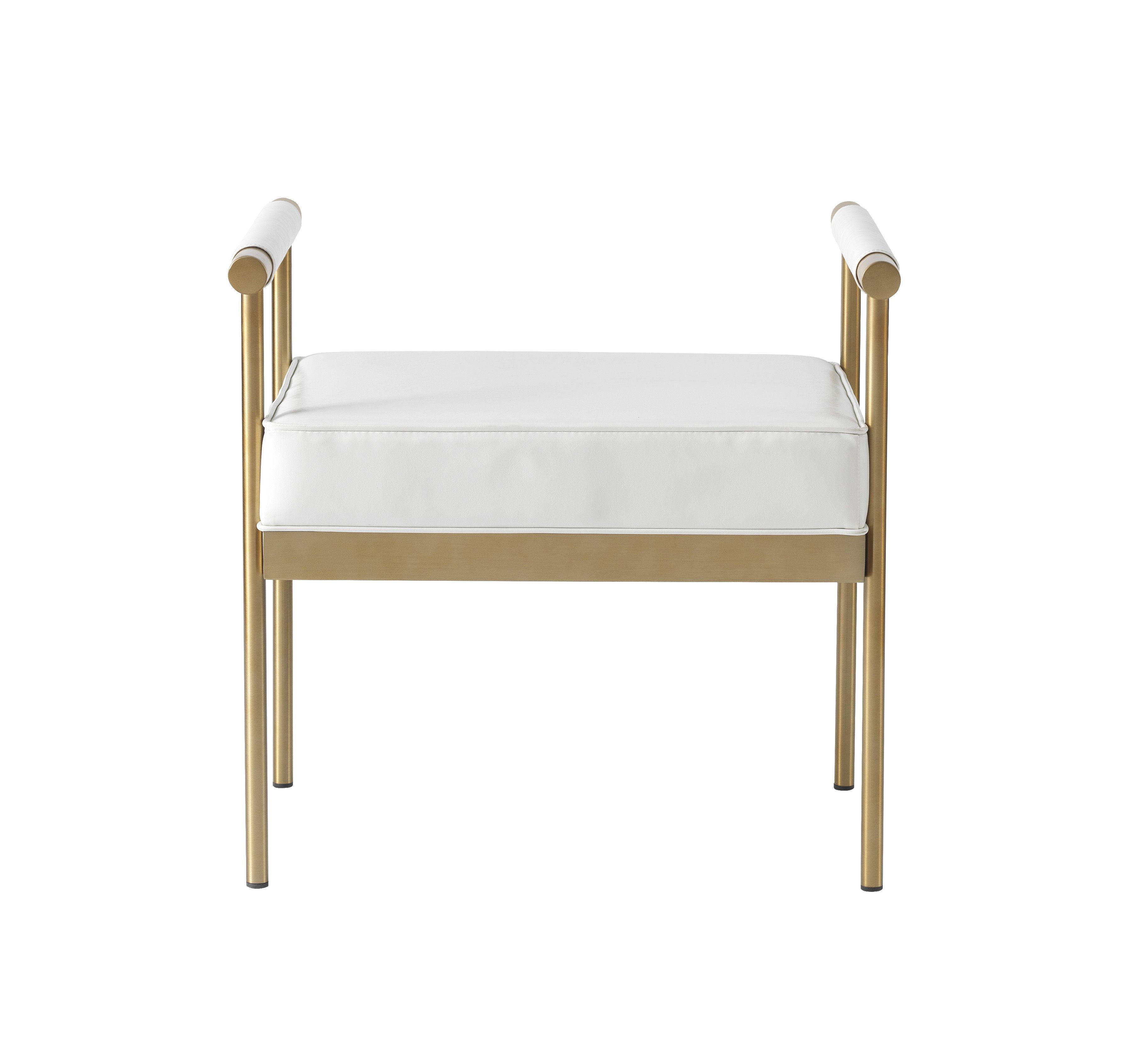 TOV Furniture Diva White Vegan Leather Bench With Gold Legs | Walmart (US)