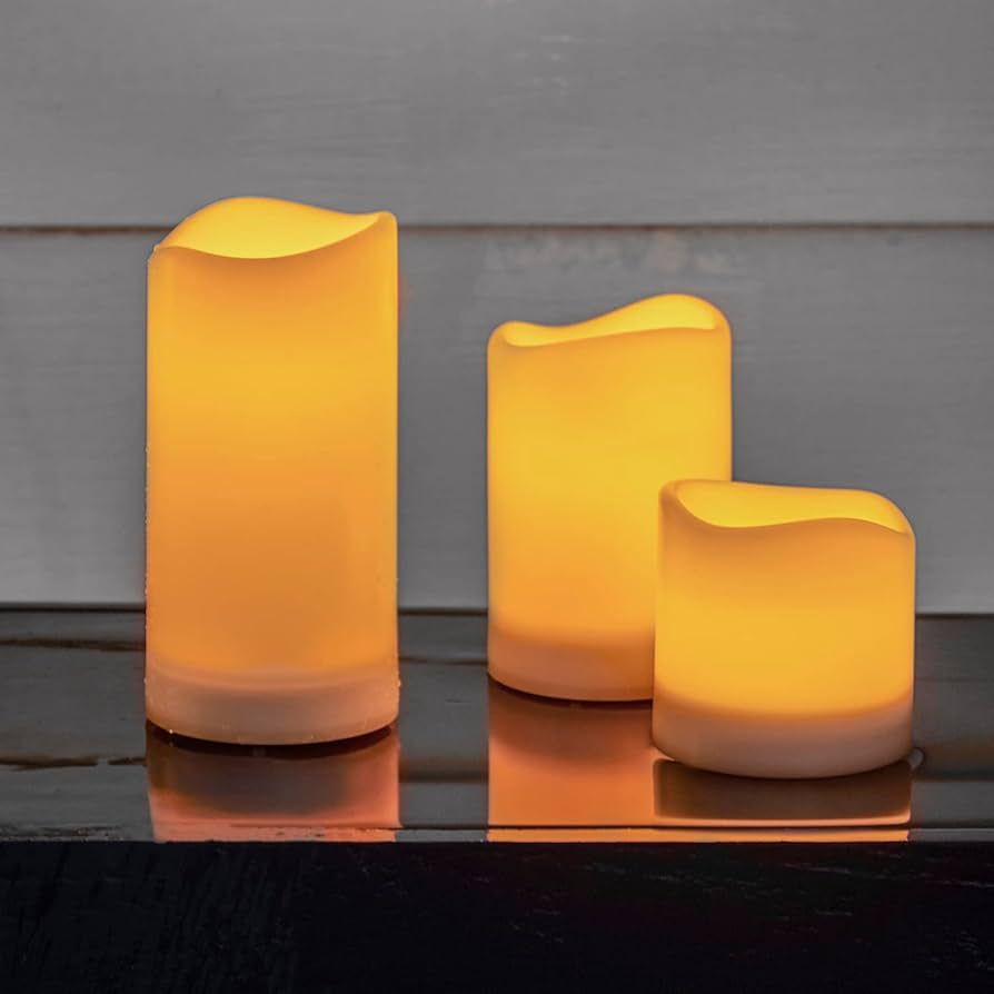 LampLust Solar Candles Outdoor Waterproof, Set of 3 Outdoor Candles for Patio, 4 Inch Diameter Fl... | Amazon (US)