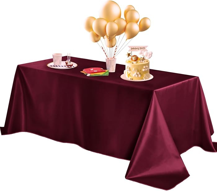 Horbaunal Burgundy Satin Tablecloth 60 x 102 Inches | Amazon (US)