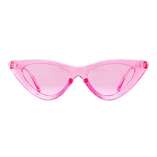GIFIORE Retro Vintage Cat Eye Sunglasses for Women Trendy Narrow Cateye Frame Sun Glasses (Hot Pink Frame Pink Lens with Glitter) | Amazon (US)