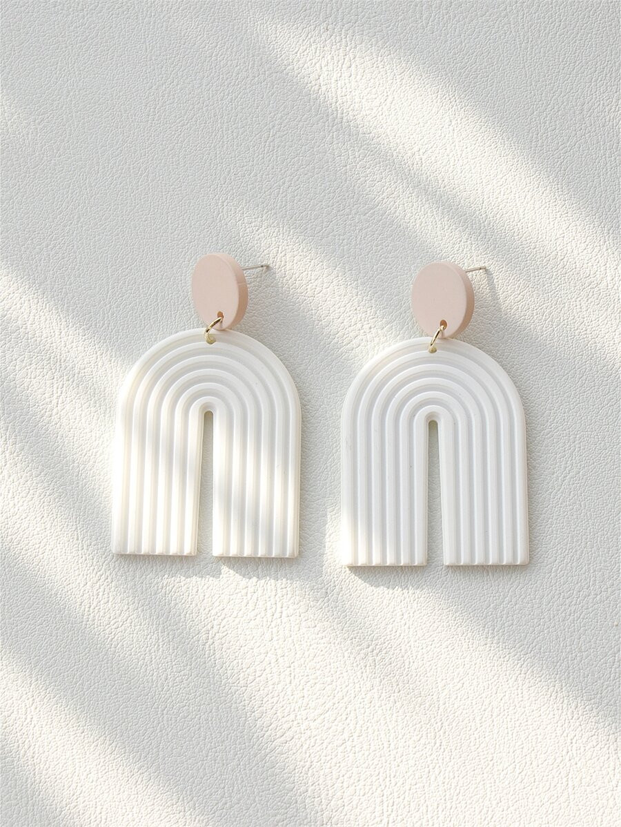 Textured U Drop Earrings | SHEIN