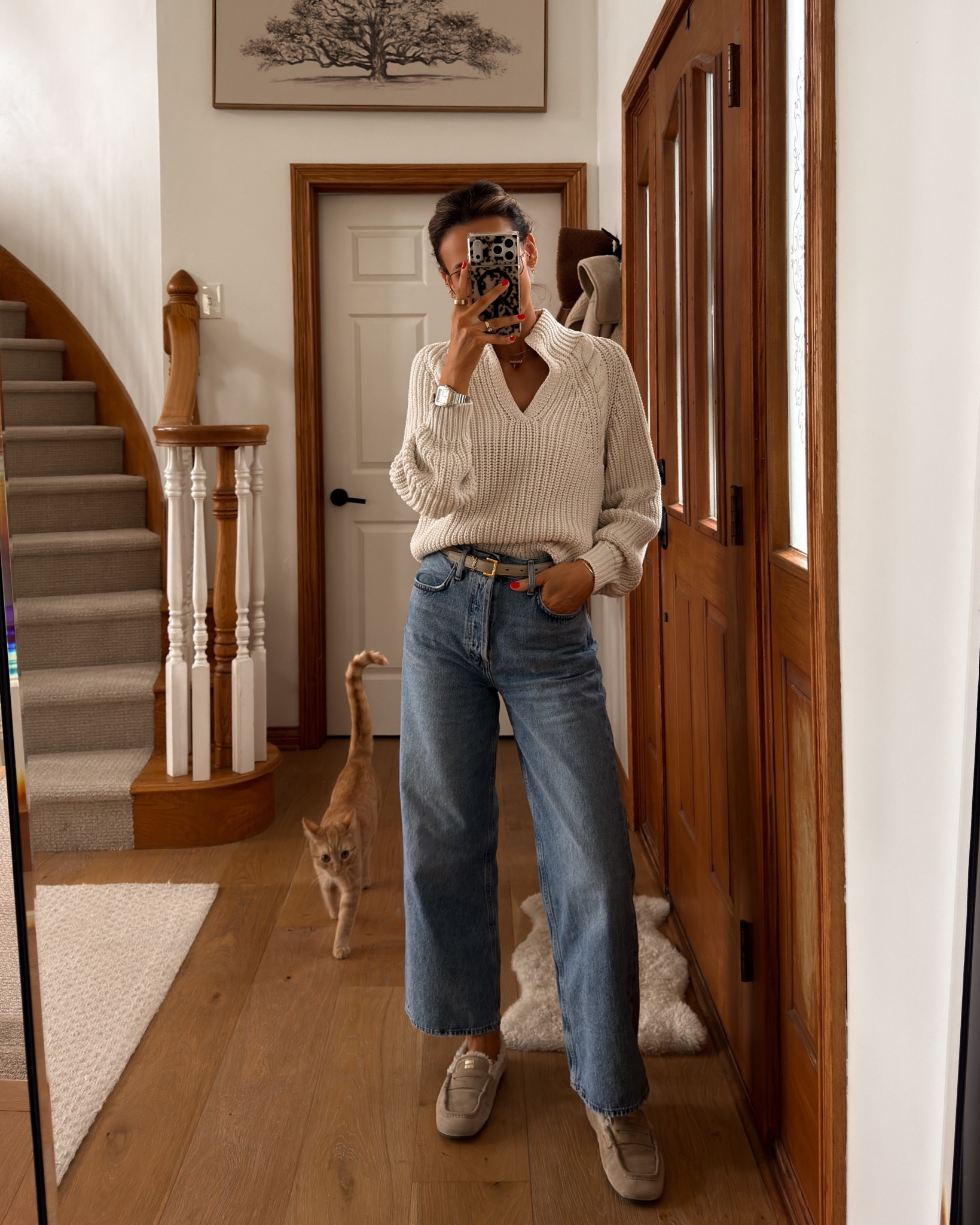 Nail appointment and Saturday errands outfit! - crop wide leg jeans tts/25 this chunky cotton knit is such a classic, love the neckline and fit 

#LTKOver40 #LTKSeasonal #LTKootd