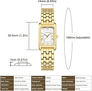 Watches for Women Vintage Bracelet Roman Dial Rectangular Case Gold Watch Waterproof with Tools | Amazon (US)