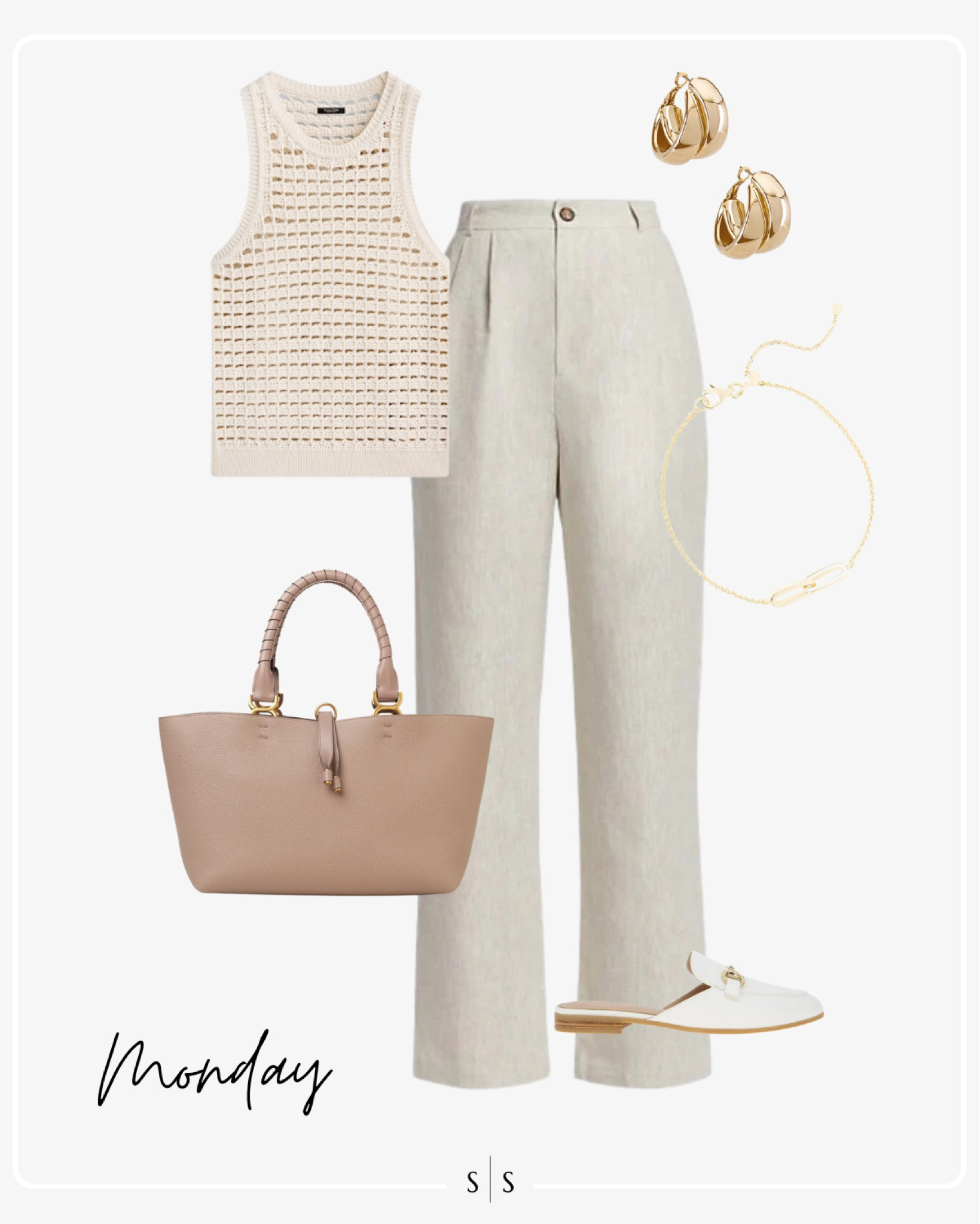 Style Guide of the Week |  knit crochet sweater tank, linen trousers, neutral mules, monochrome outfit

Early Summer outfits, timeless style, outfit ideas, warm weather style, Summer outfits, closet basics, casual style, chic style, everyday outfit. See all details on thesarahstories.com ✨

#LTKworkwear #LTKFind #LTKstyletip