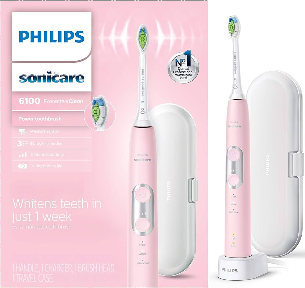 PHILIPS Sonicare ProtectiveClean 6100 Rechargeable Electric Toothbrush, with Pressure Sensor, 3 C... | Amazon (US)