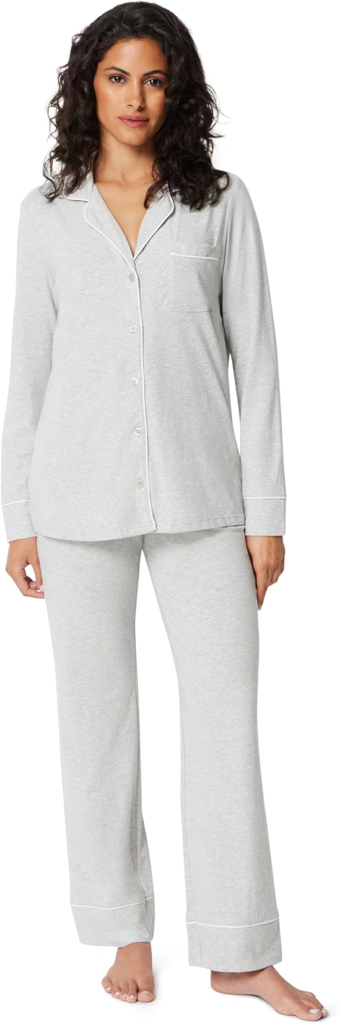 Amazon Essentials Women's Long Sleeve Cotton Modal Pajama Set, Loungewear with Full-Length Bottom | Amazon (US)