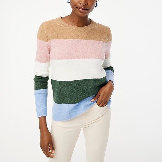 Striped crewneck sweater in extra-soft yarn | J.Crew Factory