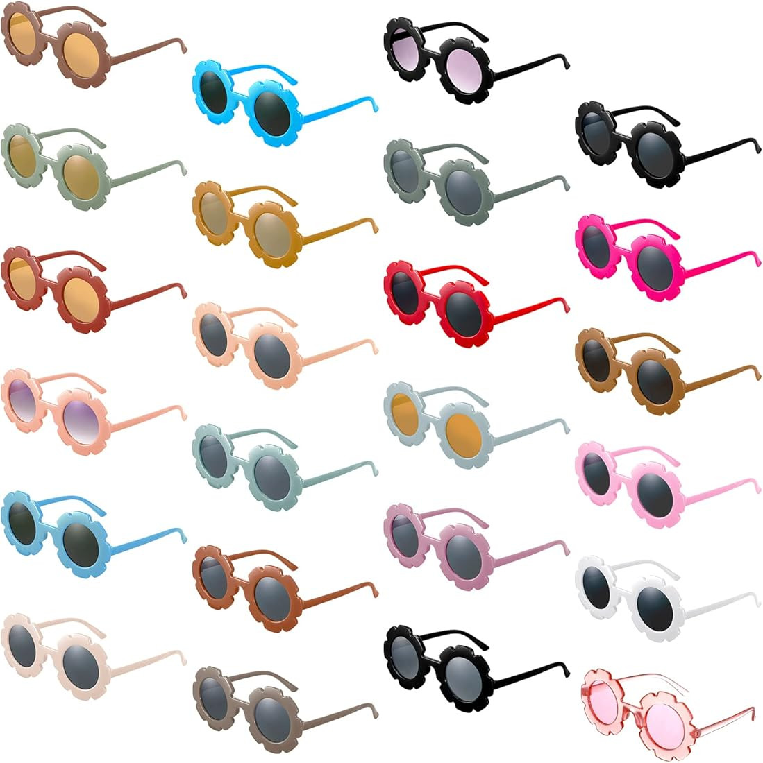 24 Pairs Kids Round Flower Sunglasses Bulk Cute Girls Beach Outdoor Sunglasses Toddler Girl Eyewe... | Amazon (US)