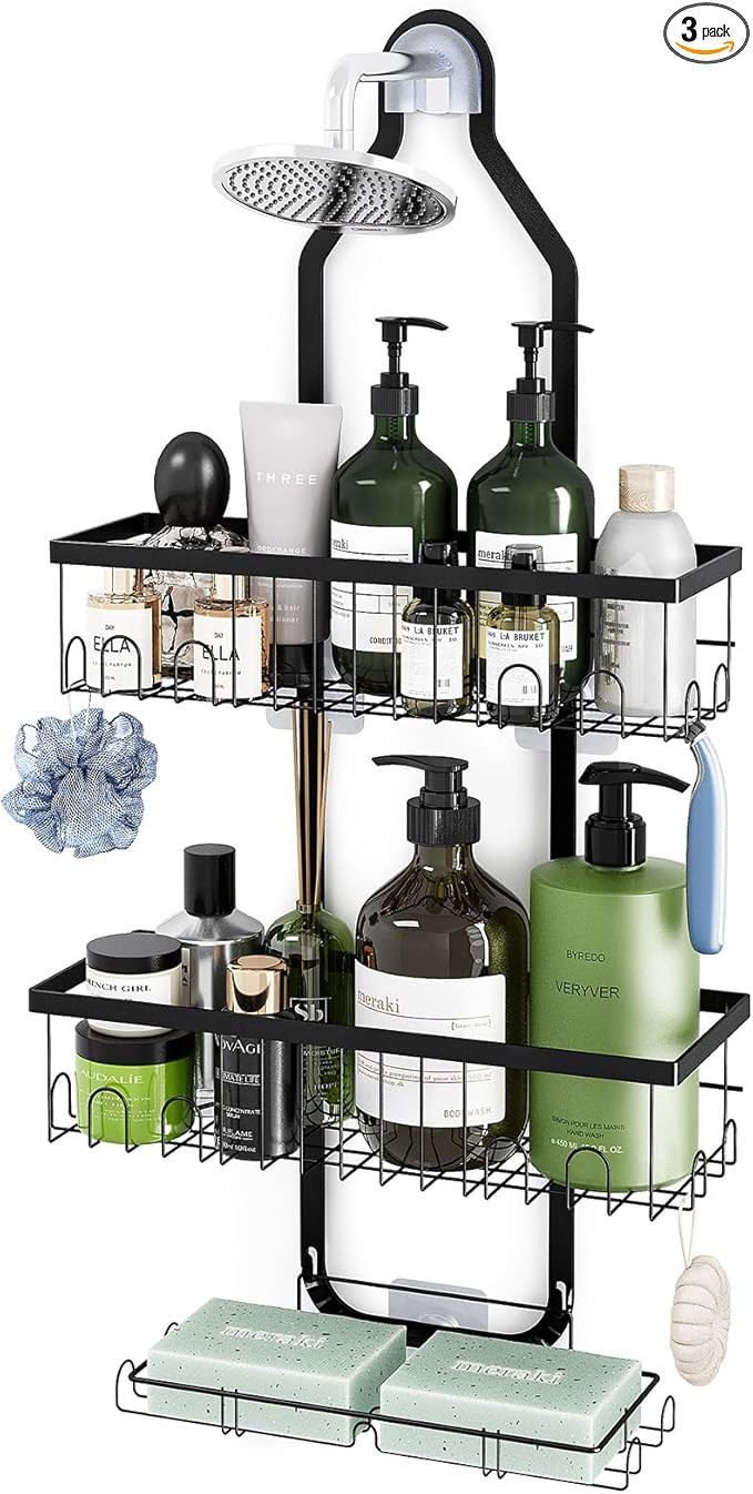 Fixwal Shower Caddy Hanging Over Shower Head, Height Adjustable Bathroom Black Rustproof Shower O... | Amazon (US)