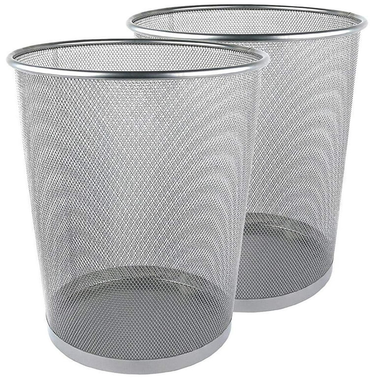 Greenco 6 Gallon Trash Can, Metal Mesh Trash Can, Silver, Pack of 2 - Walmart.com | Walmart (US)