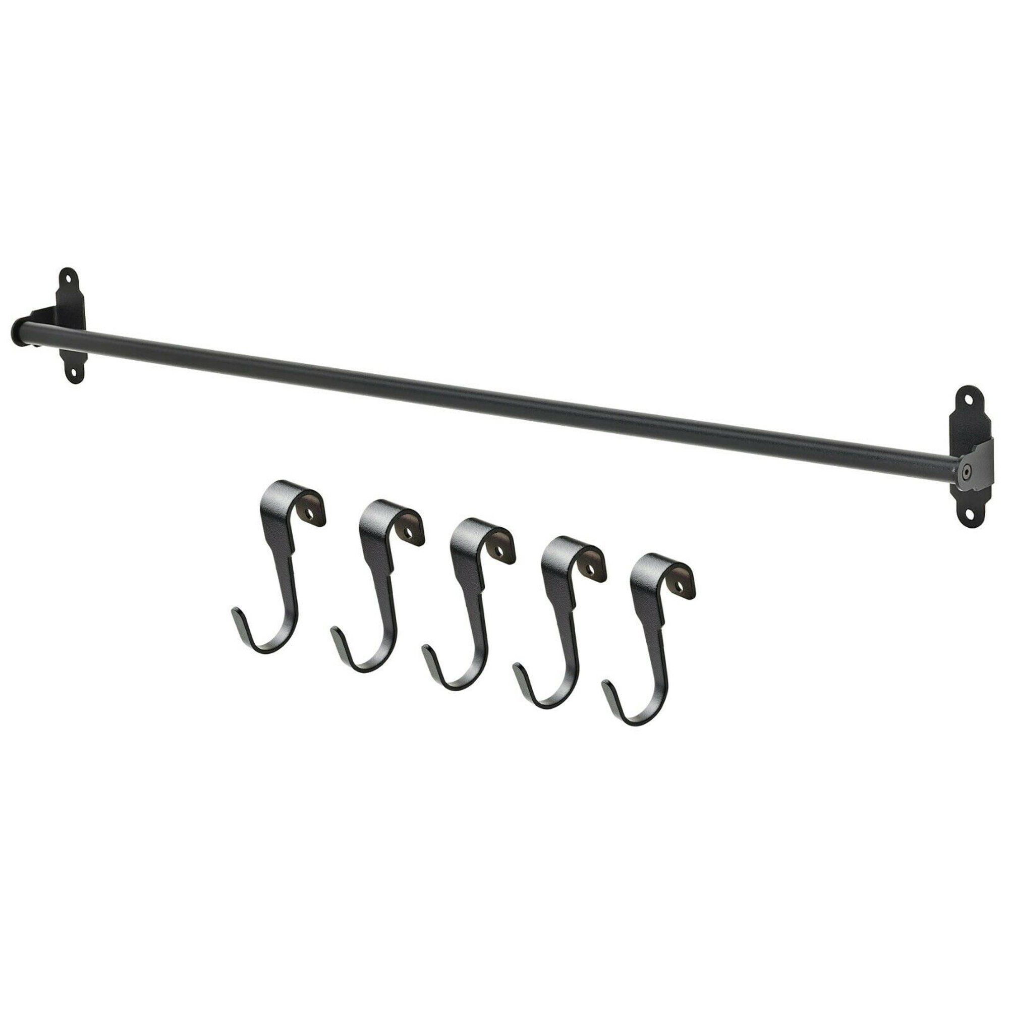 Ikea Kitchen Bath Rail Rod Steel, Black 23 1/2" + 5 Hooks Set | Walmart (US)