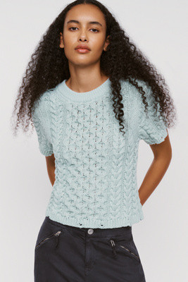 Cable-Knit Short-Sleeve Sweater | Anthropologie (US)