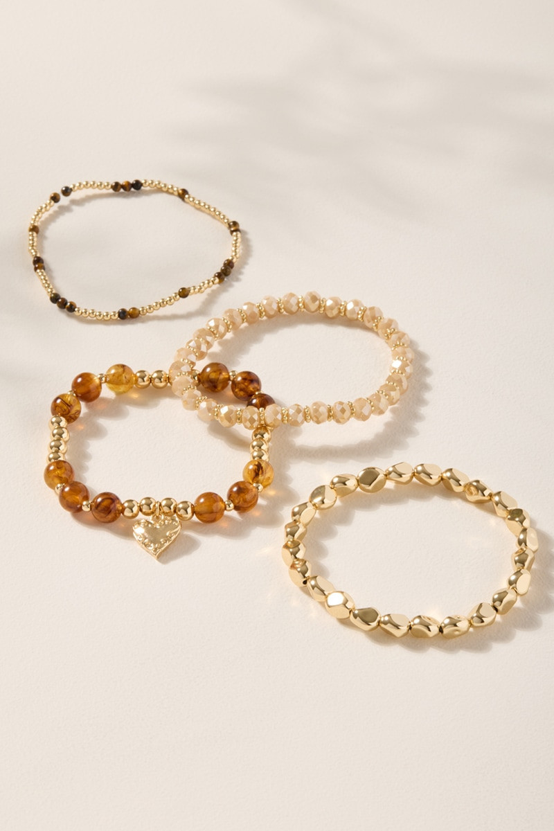 Mari Heart Beaded Stretch Bracelet Set | Francesca's