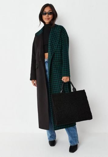 Missguided - Green Check Spliced Formal Coat | Missguided (UK & IE)