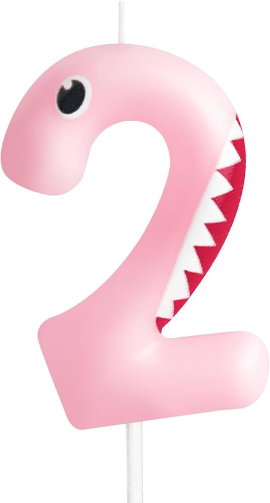Pink Birthday Candles Shark Number 2,Number 2 Candle,Shark Party Decorations for Cake Toppers,Hap... | Amazon (US)