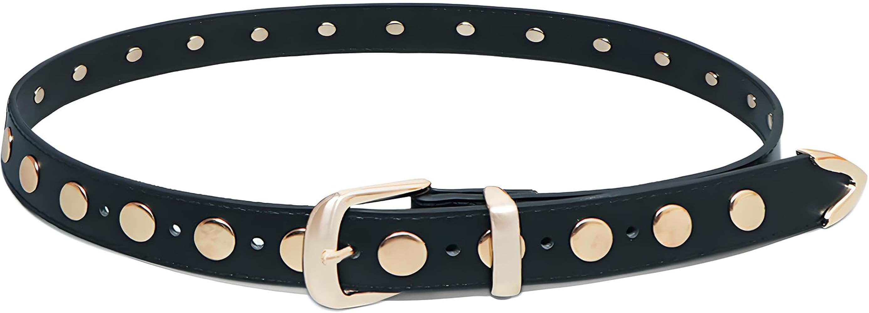 Women Fashion Punk Studded PU Leather Belt Vintage Buckle Sparkle Decorated Waist Belt for Jeans ... | Amazon (US)