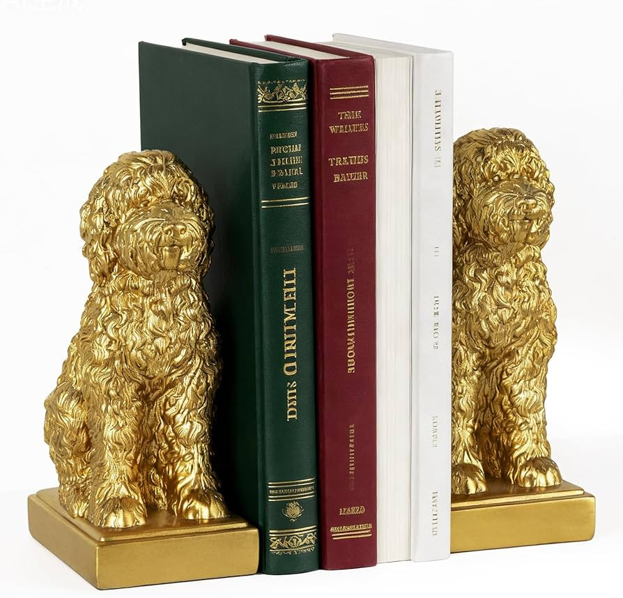 Poodle Decorative Bookends for Shelves, Dog Book Ends for Heavy Books, Toy Poodle Statues Bookend... | Amazon (US)