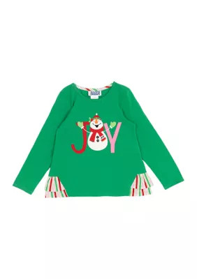 Counting DaisiesGirls 4-6x Long Sleeve Snowman Joy Graphic T-Shirt with Side Ruffle | Belk
