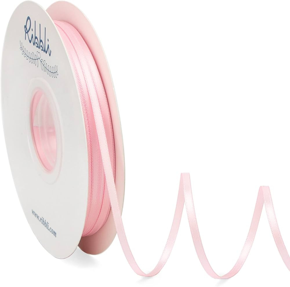 Ribbli Satin Ribbon 1/8 inch x Continuous 100 Yards, Thin Light Pink Ribbon Double Faced Use for ... | Amazon (US)