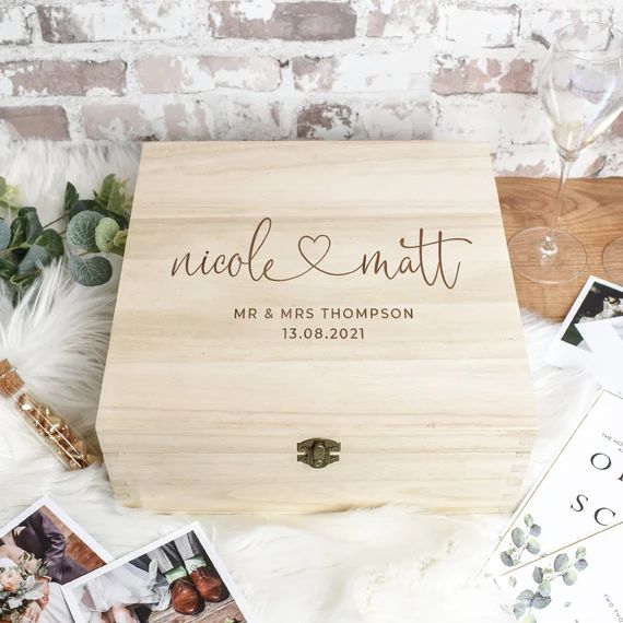 Engraved Heart Couple Keepsake Box Personalised Wooden | Etsy | Etsy (US)